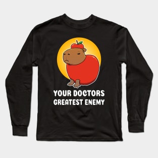 Your doctors greatest enemy Capybara cartoon Long Sleeve T-Shirt